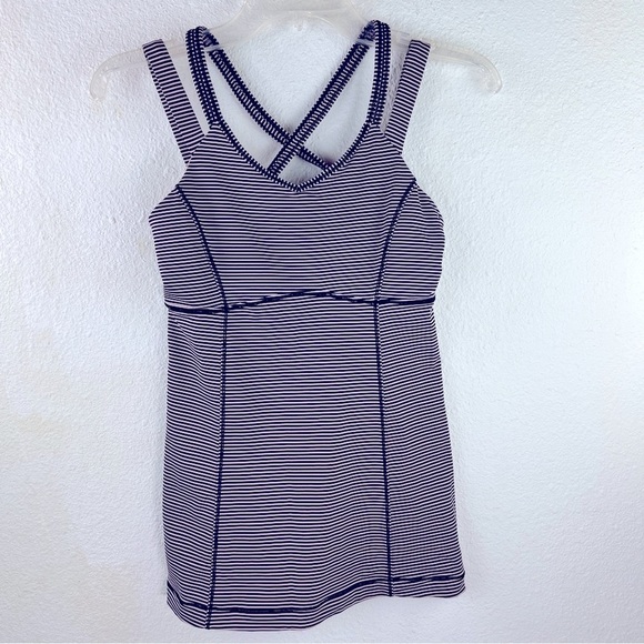 LULULEMON Pink & Black athletic top. Built in bra. Unique strap pattern. No size - Picture 1 of 6